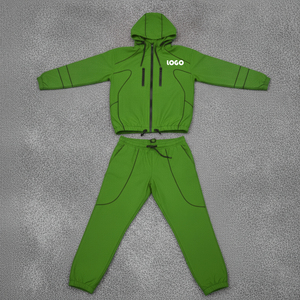 Survêtements d'hiver personnalisés pour hommes, coupe-vent imprimé streetwear à capuche avec passepoil, pantalon en coton de qualité supérieure à taille élastique 2 - Product Image 1