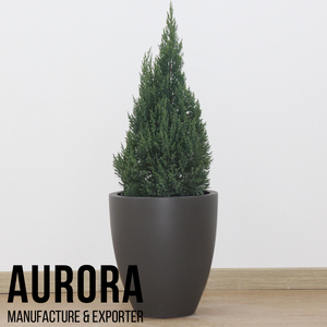 Ensemble de pots à fleurs en béton gris, modernes, minimalistes et écologiques, avec trous de drainage pour la décoration de jardin extérieur - Product Image 6