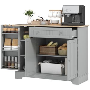 Credenza Moderna Artigianale da 41 Pollici per Villa, Mobile Buffet da Cucina con 3 Ante, Cassetto e Ripiano Regolabile in Grigio per Sala da Pranzo - Product Image 1