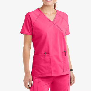 Tenue d'hôpital pour femmes, uniforme médical en tissu tissé, logo personnalisé, spandex, design moderne avec fermeture éclair, pantalon large, mouvements faciles - Product Image 5