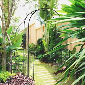 Arco de Jardín Metálico Romántico de 86 Pulgadas con Macetas Negras para Plantas Trepadoras, Cercas, Enrejados y Puertas - Product Image 2