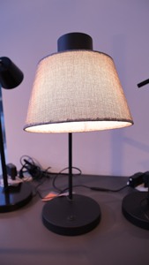 Minimalist Desk Lamp with Beige Fabric Cone Shade Metal Base LED Soft Warm White <b>Light</b> Hotel <b>Switch</b> Control AC 220V CRI80 - Product Image 4