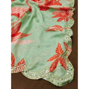 Saree de créateur avec broderie séquentielle à la frontière Robes élégantes pour femmes - Product Image 1