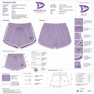 Shorts Deportivos Casuales para Mujer, Color Lavanda, Cintura con Cordón, Bolsillos, Logotipo en la Pierna Derecha, Tejido Transpirable y Ecológico, Corte Regular - Product Image 5