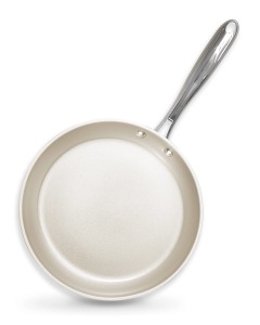 Round Ceramic Non-Stick Frying <b>Pan</b> Stainless Steel Handle Minimalist Design Hand Wash Only For Gas <b>And</b> Induction Cooker - Product Image 1