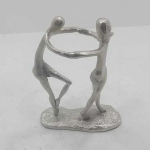 Modern Metal Abstract Human Figurine with Circular <b>Ring</b> Base - Decorative Yoga Pose Sculpture for Home and Office Decor - Product Image 2