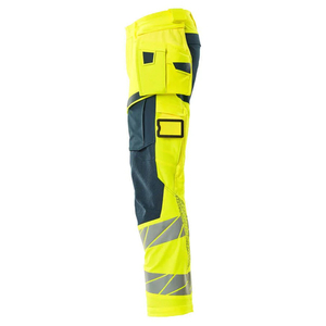 Pantalon de travail haute visibilité personnalisé pour usine, respirant, pour équipe d'entretien, en polyester, taille élastique, multi-poches - Product Image 3