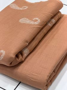 Tela de lino puro con hilo blanco y secuencia de buta - Product Image 6