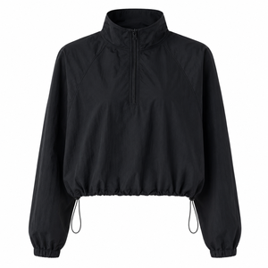 Blouson universitaire 2027 à col demi-zip, protection solaire, couleur unie, écologique, en polyester/coton, séchage rapide, décontracté et respirant - Product Image 4