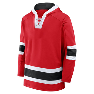 Custom Logo Team Sports Jersey Lace up Pullover Sweatshirt with Embroidery Patch Breathable Unisex Pullover Ice Hockey Hoodie - Product Image 1
