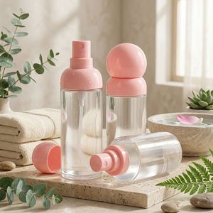 Cylindrical PET Plastic Container 50ml 80ml 100ml Clear Pink Fine <b>Mist</b> Spray Pump <b>Bottle</b> for Body <b>Mist</b> Sunscreen Perfume - Product Image 6