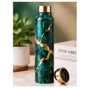 Bouteille d'eau en cuivre doré ivoire avec couvercle en cuivre, portable, pour voyage, design moderne - Product Image 3