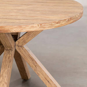 Ensemble de salle à manger d'extérieur au design moderne, style industriel, chaises de jardin en teck et rotin avec corde pour terrasse - Naele - Product Image 4