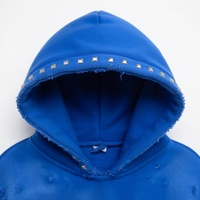 Sweat à capuche unisexe personnalisé, tendance, avec motif délavé à l'acide, effet vieilli, clouté, zippé, en coton épais, vente en gros en usine