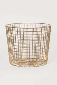 Panier de rangement moderne en fil métallique doré, forme ronde, organisateur polyvalent pour un rangement soigné - Product Image 6