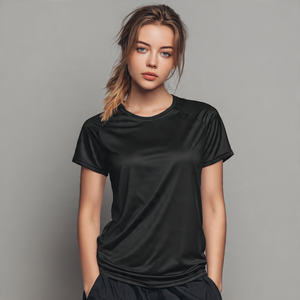 Camiseta Deportiva de Secado Rápido con Hombros Caídos para Mujer, Ajuste Delgado, 100% Poliéster - Product Image 3