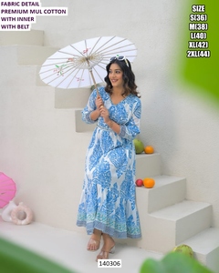 Conjunto Zohra Regal para Mujer, Kurta/Kurti Tradicional de Crepé y Algodón, Largo hasta el Suelo, con Protección Solar y Secado Rápido para Todas las Temporadas - Product Image 2