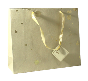 Wholesale Eco Friendly Luxury Creative New Design Handmade Recycled Cotton Paper Khaki Color Foil Print Design Cotton Rope <b>Bag</b> - Product Image 1