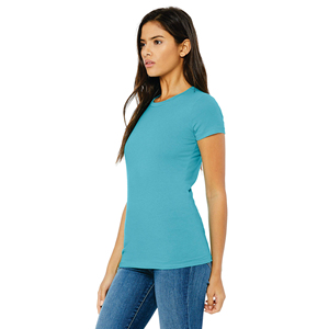 T-shirt en coton et élasthanne pour femme, coupe ajustée, extensible, de haute qualité, vente en gros, modèle basique 2026 - Product Image 2