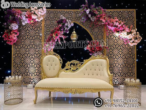Asian Wedding Stage <b>Sofa</b> Set for Bride & Groom Latest White <b>Gold</b> <b>Sofa</b> Set for Wedding Royal Wedding <b>Sofa</b> Set for Couples - Product Image 5