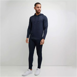 Sweat-shirt à capuche pour homme, noir et bleu, style sportif, coupe classique, manches longues, avec cordon de serrage, pour l'automne - Product Image 6