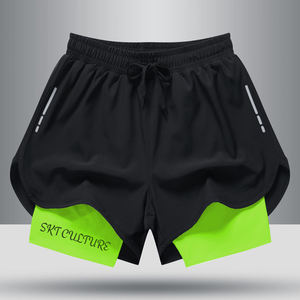Pantalones cortos de gimnasio para hombre 2 en 1 personalizados con forro de compresión interior | Fabricante de ropa deportiva OEM Pantalones cortos para correr para ejercicio de gimnasio múltiple - Product Image 3