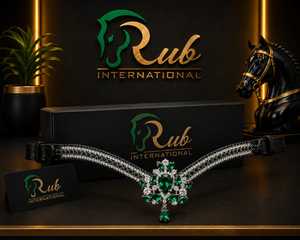 En gros Rub International Frontlet de cheval en cuir véritable de luxe avec strass en cristal, clous dorés personnalisés et diamants étincelants - Product Image 3