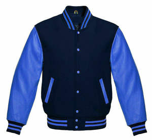 Veste classique pour homme en laine rouge avec manches en cuir blanc, style Letterman, manches longues. - Product Image 5