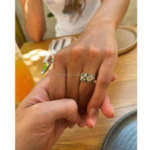 IGI/GIA Lab Grown Cut Diamond Vintage 14K Anillo de boda/compromiso amarillo Unisex Oro blanco fino para fiesta de aniversario-Worthy - Product Image 1