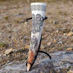 Nouveau Produit Phare : Corne à Boire Viking Médiévale Sculptée à la Main en Corne de Buffle, avec Supports en Fer, pour Boire de la Bière, en Cornes Naturelles - Product Image 3