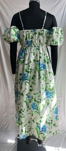 Elegante Vestido Midi de Algodón Cambray con Estampado Floral, Cuello con Lazo y Mangas Abullonadas, Vestido de Verano para Fiestas, Eventos Casuales y Uso Diario - Product Image 4