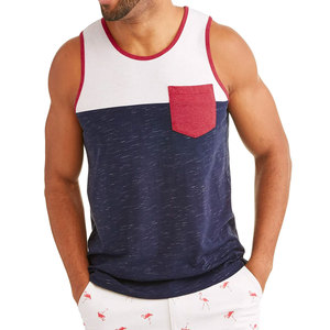 Débardeur Homme Respirant Uni avec Logo Frontal et Poche, Style Décontracté, Col Rond, Sans Manches - Product Image 1