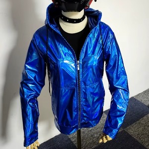 Veste à capuche bleue qui brille dans le noir, avec fil EL lumineux, pour soirée rave, Halloween, ou spectacle. - Product Image 3
