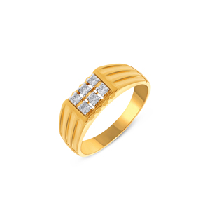 แหวนเพชรทรงคลัสเตอร์สำหรับผู้ชาย ทองคำแท้ 14K 18K พรีเมียม ดีไซน์ไหล่ลายร่อง หรูหรา เหมาะสำหรับงานแต่งงานและวันครบรอบ  งานจิวเวลรี่ชั้นดี - Product Image 1