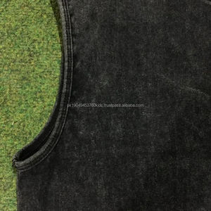 Stylish High-Trending Acid Wash Sleeveless Tank Top for Men Heavy GSM <b>Thick</b> Fabric Knitted Fashionable Streetwear Clothes - Product Image 2