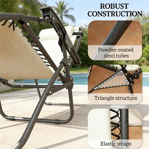 Set di 2 Sedie Pieghevoli Color Crema per Uso Esterno in Cortile e Giardino - Product Image 2