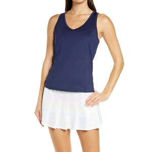 <b>Women's</b> <b>Navy</b> Blue V-Neck Sleeveless <b>Tank</b> <b>Top</b> Solid Knitted Breathable Casual Sportswear - Product Image 1