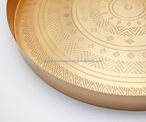 Bandejas de cerámica de latón hechas a mano, vajilla de tamaño personalizado con esmalte dorado inspirado en la naturaleza para cocina, comedor, plato de cena - Product Image 4