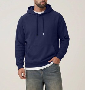 Sudadera con capucha negra para hombre con logo personalizado, media cremallera, bolsillo, forro polar suave, ecológica, transpirable, de secado rápido, tela de algodón de 270 g, acanalada - Product Image 2