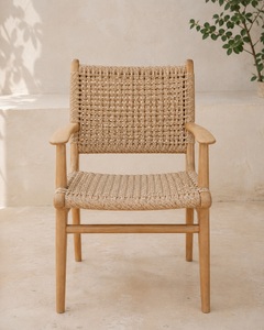 Malaka Modern Solid Teak <b>Wood</b> <b>Dining</b> <b>Arm</b> <b>Chair</b> Backrest Synthetic Rattan Weaving Non-Foldable Well Sanded Finish Home Furniture - Product Image 3