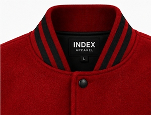 Chaqueta Varsity Color Block para Hombre de Index Apparel, Cuerpo de Lana, Mangas de Cuero PU, Botones a Presión, Estilo Béisbol - Product Image 6