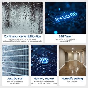 Commerciale 50 Pt. 9.000 mq Deumidificatore Senza Secchio con Sbrinamento Automatico e Tubo di Scarico per Seminterrati e Magazzini, Colore Arancione - Product Image 5