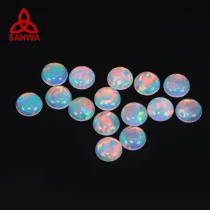 Galaxy Opal (no resin) OP704 White Opal Red Fire Round Shape Cabochon COE33 glass for Glassblowing Art Lampworking Art Design