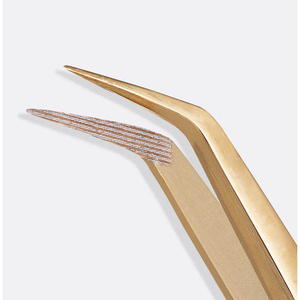 Pince à épiler professionnelle pour cils avec embout doré, 70 degrés, pour pose et retrait de faux cils, design ergonomique antidérapant - Product Image 5