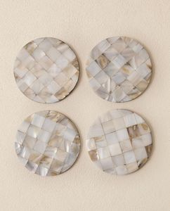 Sous-verres en nacre incrustée, mosaïque de coquillages faits à la main, dessous de verre décoratifs, protection de table, accessoires de salle à manger - Product Image 6