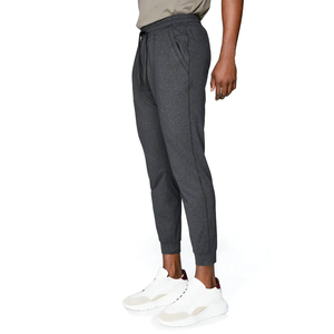 Pantalon de jogging décontracté pour homme, taille élastique, cordon de serrage, poches latérales, mélange de coton mi-lourd, gris, pour l'automne - Product Image 3
