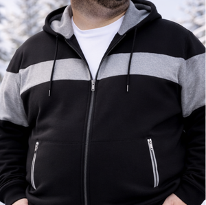 Wholesale Big & <b>Tall</b> Tracksuit Set <b>Men's</b> 2 Piece 340GSM Fleece Colorblock Full Zip Hoodie <b>Jogger</b> Pants Winter Plus Size 10XL - Product Image 3