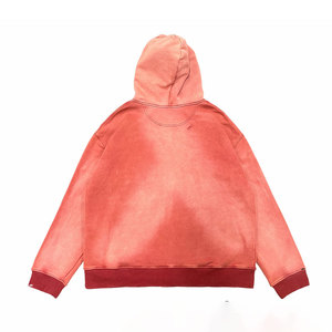 เสื้อฮู้ดซิปแบบฟอกสีสไตล์วินเทจ ผ้าคอตตอนหนานุ่ม สีซีดจาง สตรีทแวร์สำหรับผู้ชาย ผลิตโดยโรงงาน OEM - Product Image 2