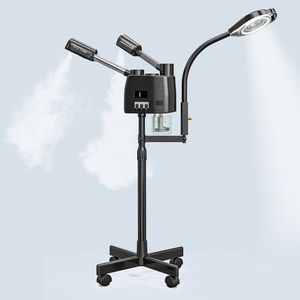 Vaporizzatore Facciale Professionale 3-in-1 su Ruote per Estetiste, Nebbia Calda e Fredda, Lampada Ingrandente LED 5X, Sistema di Ozono Nero per Bellezza - Product Image 1