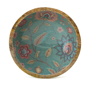 Bol en émail en bois style Charpai à imprimé floral, idéal pour servir salades, fruits, collations, pour la cuisine, la salle à manger, la décoration intérieure, vente en gros - Product Image 3